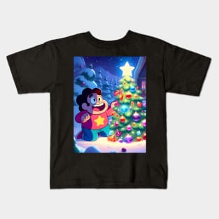 Crystal Holidays Extravaganza: Steven Universe Christmas-Inspired Art for Timeless Cartoon Designs and Festive Gems! Kids T-Shirt